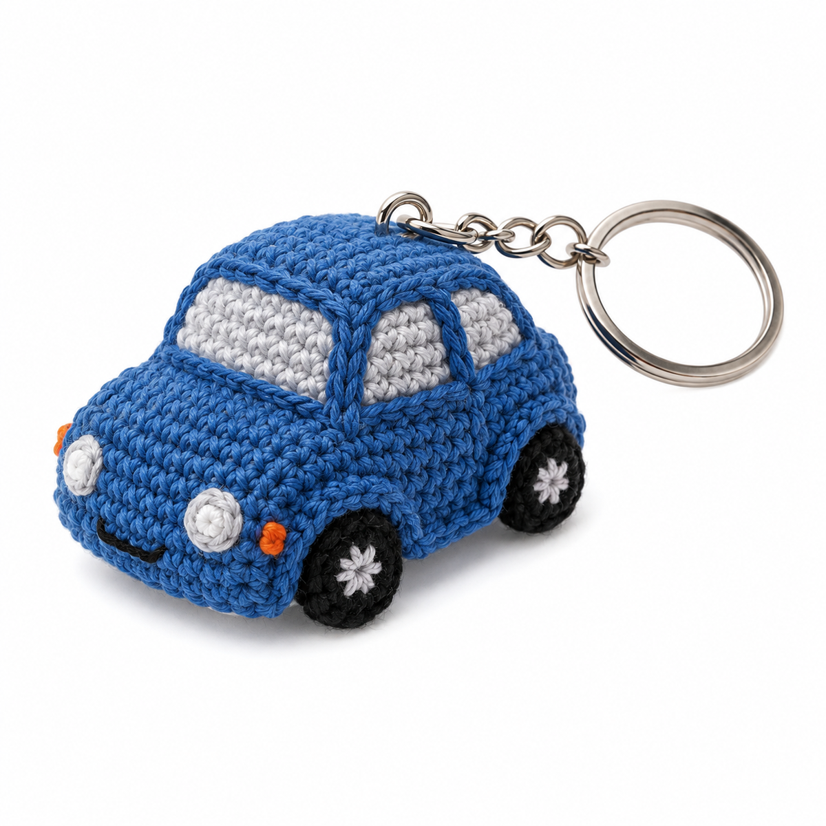 IkramiFy Blue Crochet Mini Car Keychain