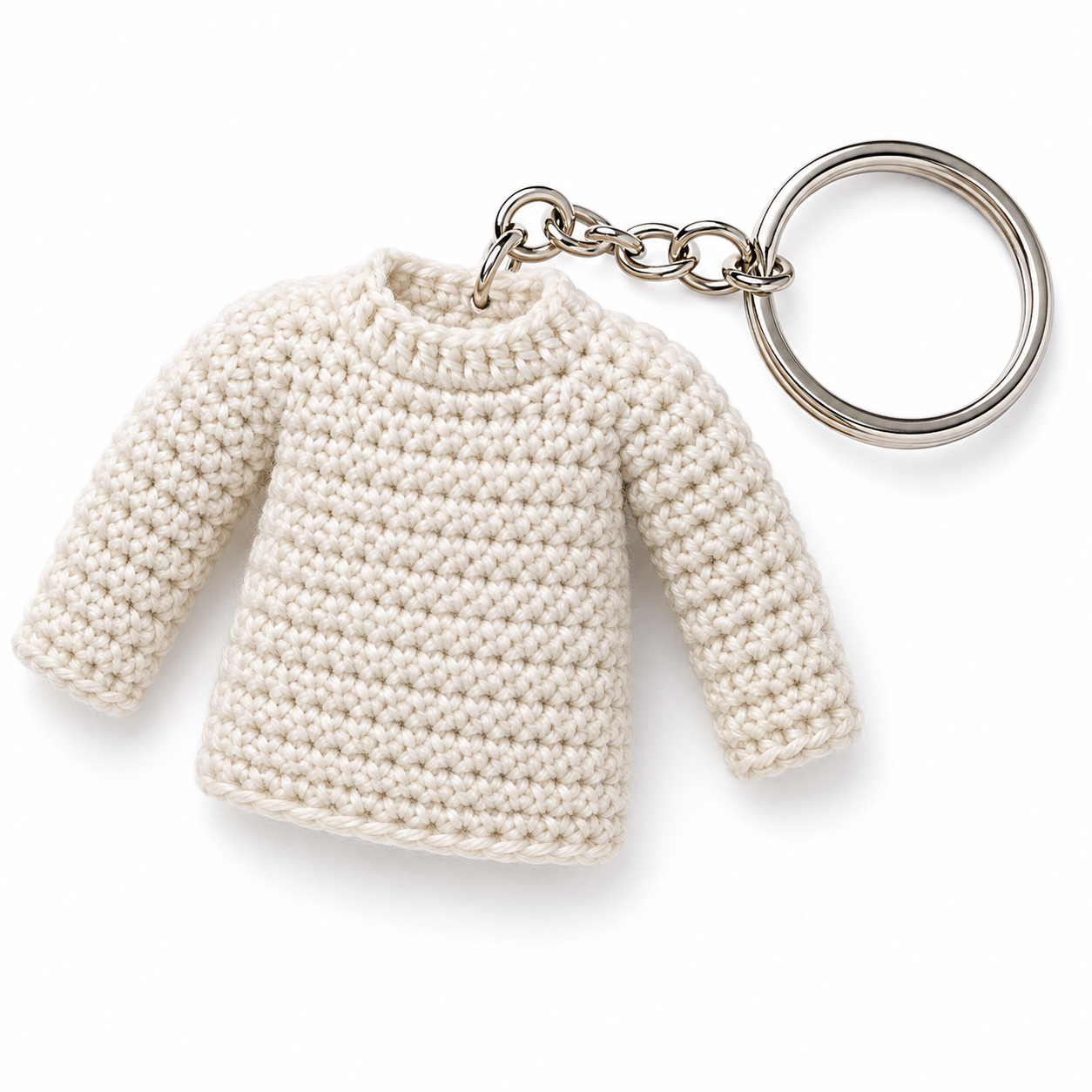 IkramiFy Ivory Crochet Mini Sweater Keychain