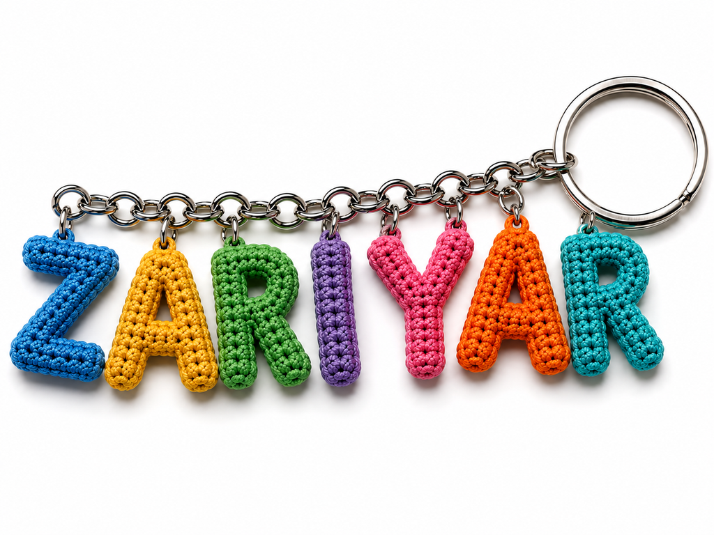 IkramiFy Personalized Crochet Name Keychain – Custom Letter Keychain