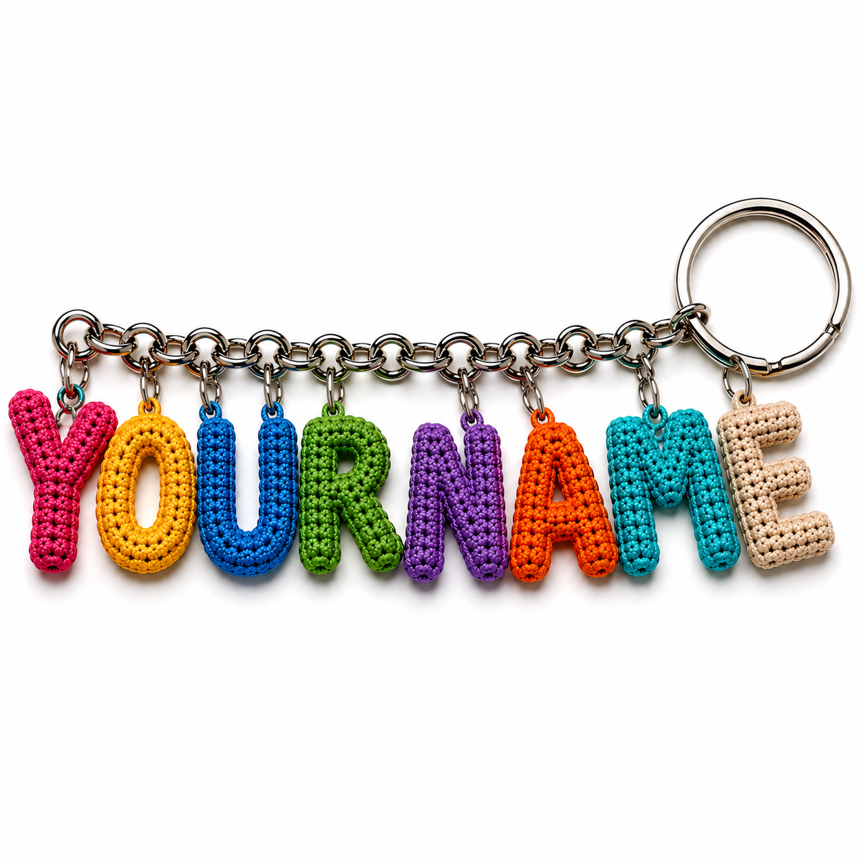 IkramiFy Personalized Crochet Name Keychain – Custom Letter Keychain