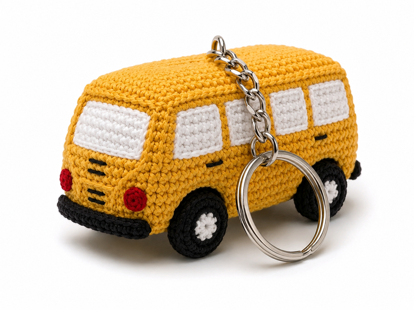 Crochet Taxi Keychain – Handmade Mini Car Keyring