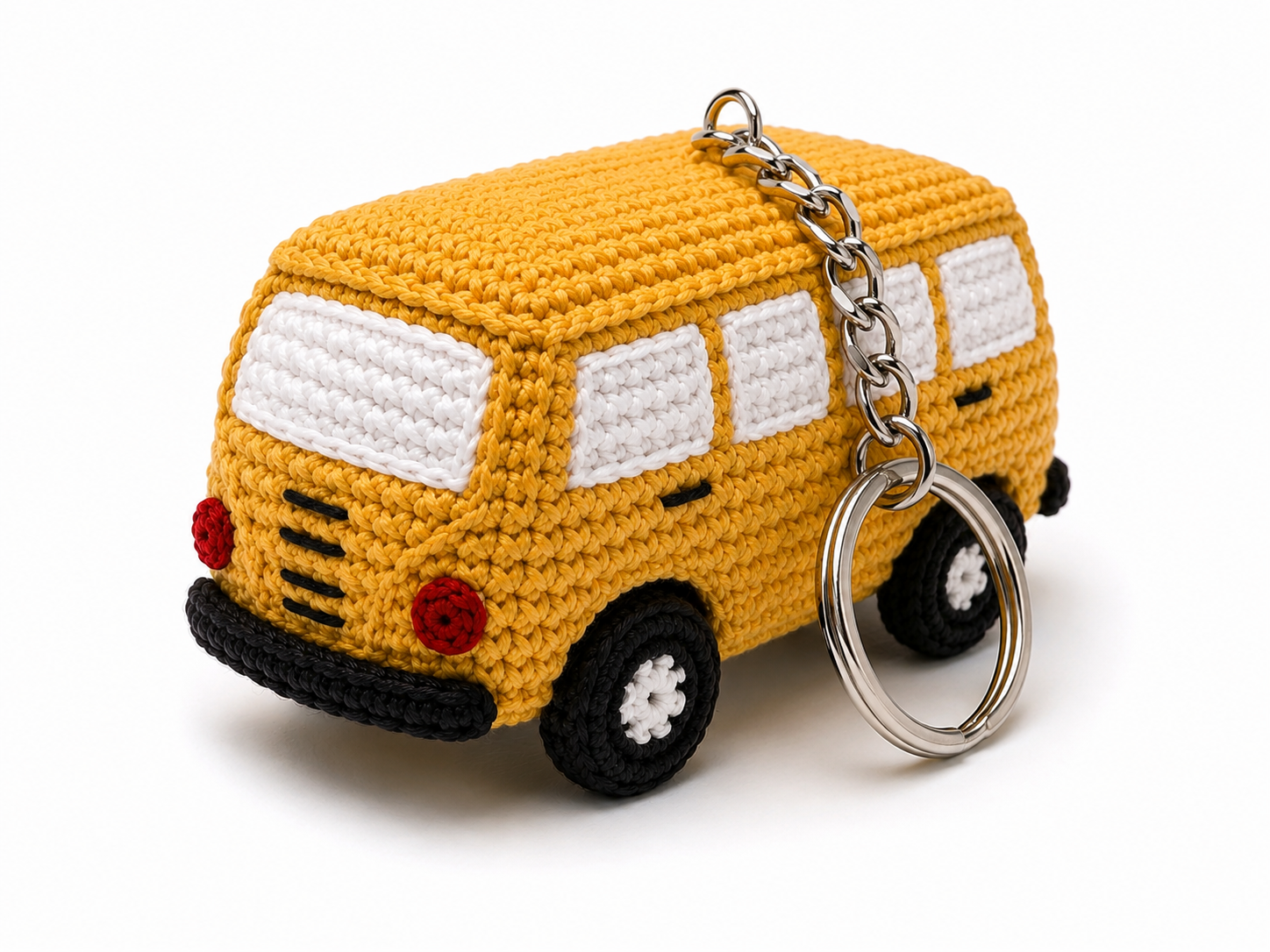 Crochet Taxi Keychain – Handmade Mini Car Keyring