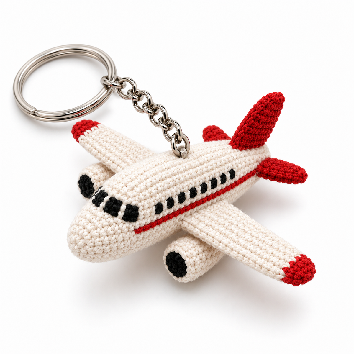 Take your style to new heights with this adorable Handmade Crochet Airplane Keychain from IkramiFy ✈️