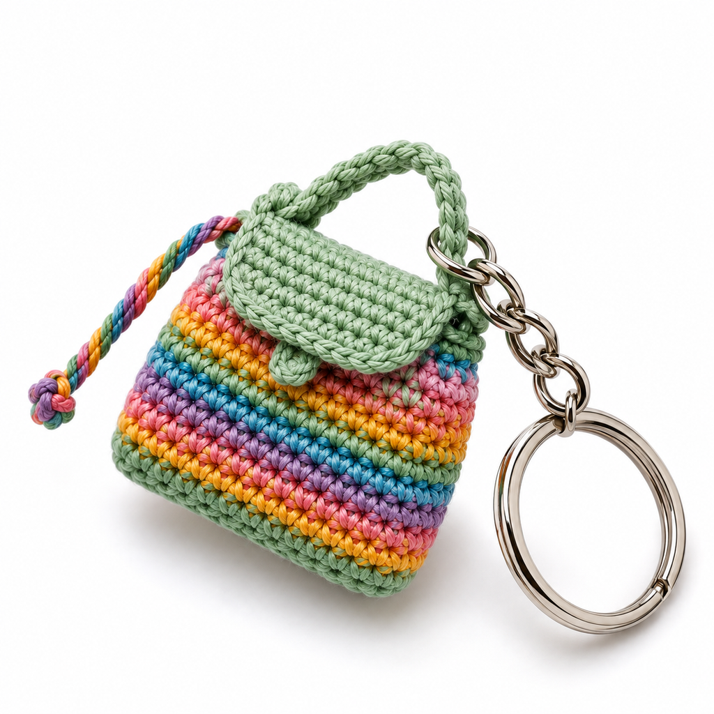 IkramiFy Rainbow Crochet Mini Handbag Keychain