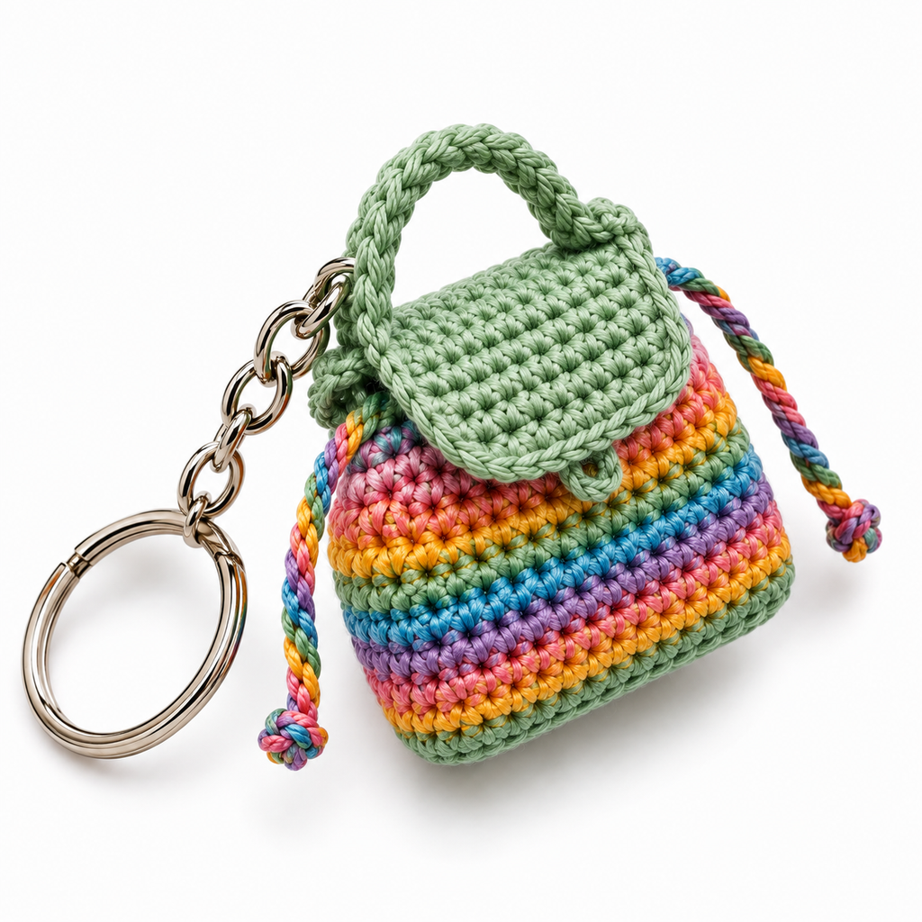 IkramiFy Rainbow Crochet Mini Handbag Keychain