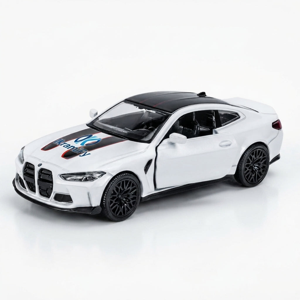 1/36 BMW M4 CSL Alloy Toys Car Model High Simulation Metal Genuine Door Opened Pull Back Function Boys Birthday Gifts Collection