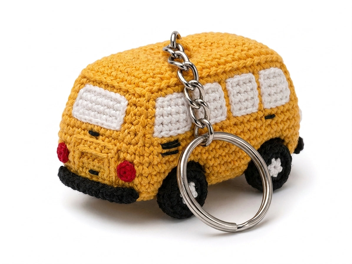Crochet Taxi Keychain – Handmade Mini Car Keyring