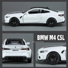 1/36 BMW M4 CSL Alloy Toys Car Model High Simulation Metal Genuine Door Opened Pull Back Function Boys Birthday Gifts Collection