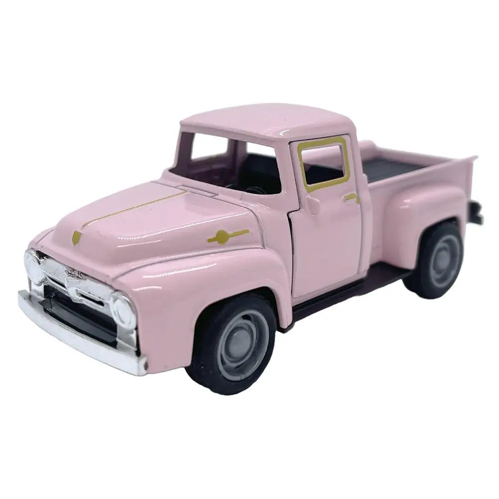 1/32 Red Metal Truck Model Vintage Alloy Mini Pull-Back Diecast Car Collection Decor Boys Children's New Year Christmas Toy Gift
