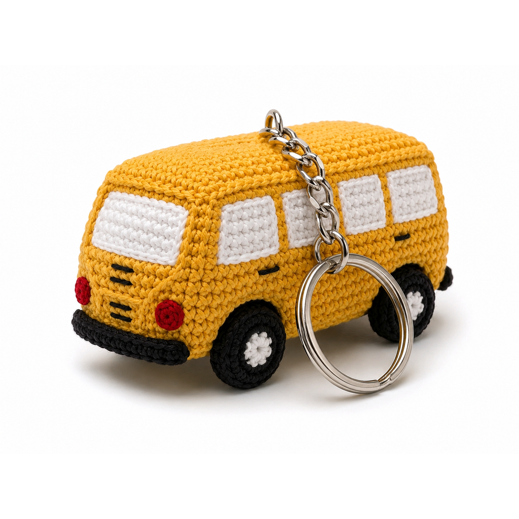 Crochet Taxi Keychain – Handmade Mini Car Keyring
